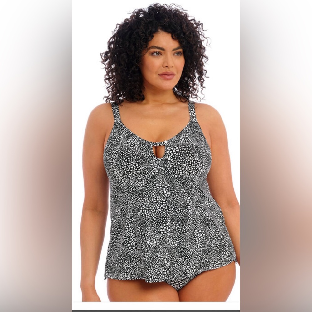 NWT Elomi Pebble Cove Black and Whitete Tankini Size 14